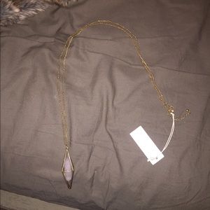 Rose quartz long pendant necklace